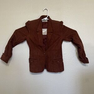 Vintage Changing Scene  Brown Corduroy‎ Jacket Blazer 2 Button Pocket Size 7